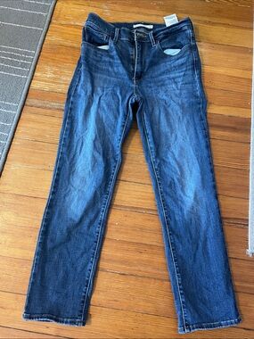 Levi's Women's Straight-Leg Crop Jeans in Dark Blue Wash